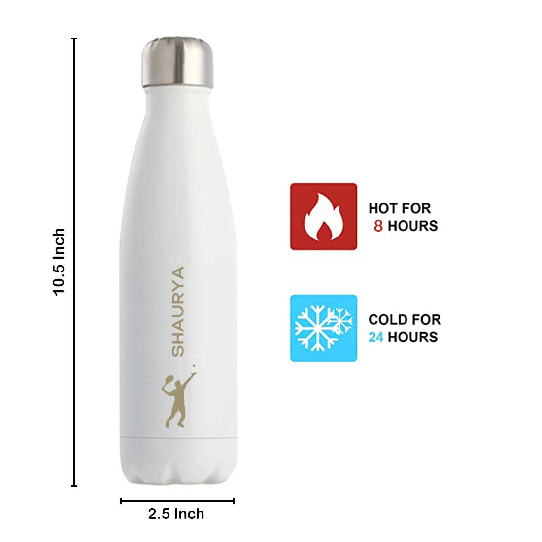 Customized Water Bottles With Name Stainless Steel Hot & Cold Cola Flask - 500ml -Tennis