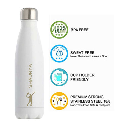 Customized Water Bottles With Name Stainless Steel Hot & Cold Cola Flask - 500ml -Tennis