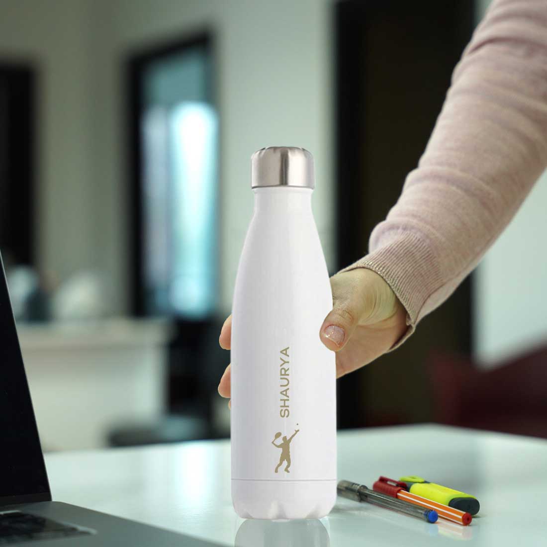 Customized Water Bottles With Name Stainless Steel Hot & Cold Cola Flask - 500ml -Tennis