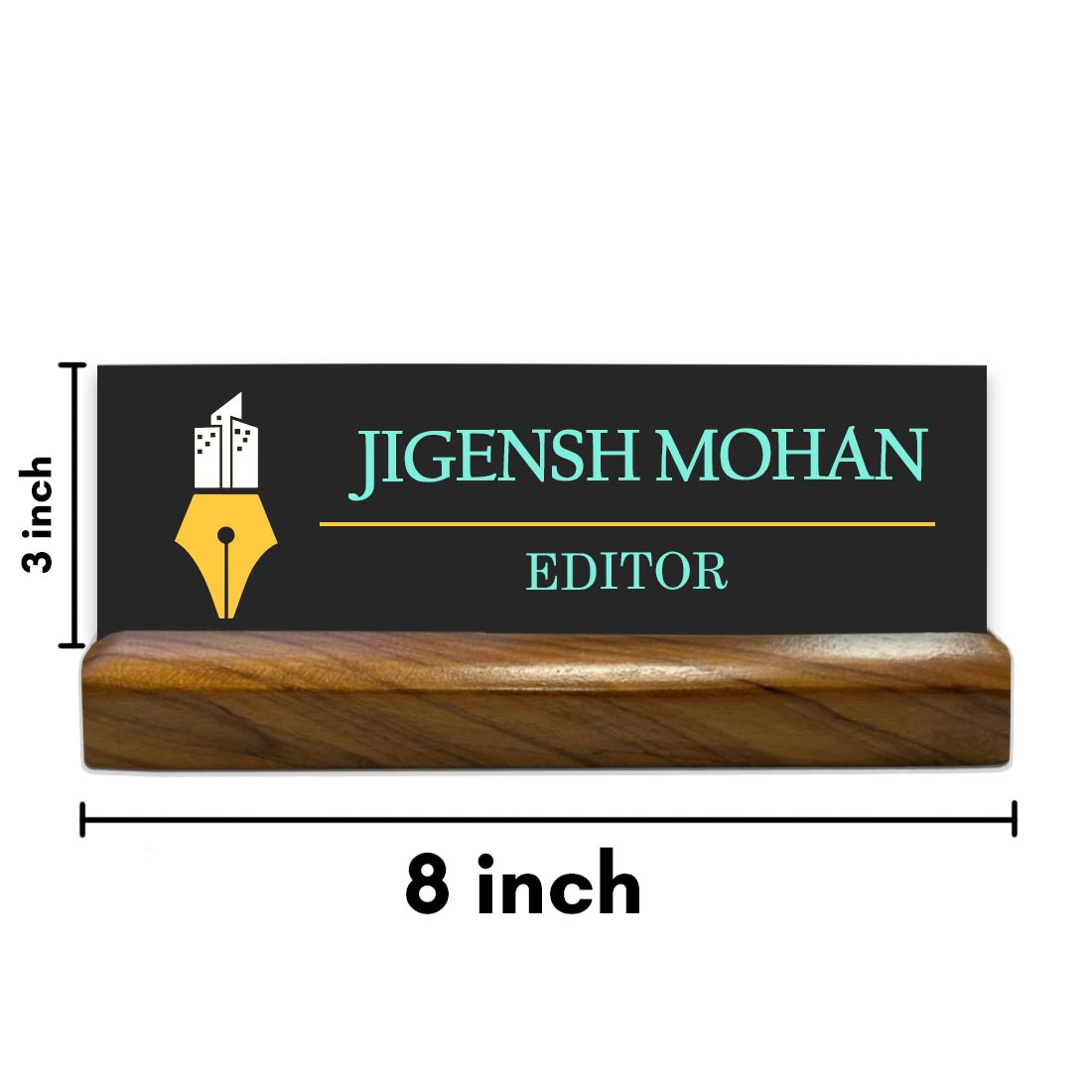 Office Desk Name Plate | Custom Name Plates made from glass-like Acrylic |  Personalized Desk Accessory (Round Top)