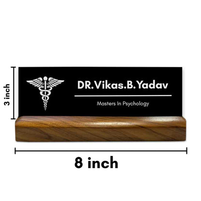 Customized Desk Name Plate for Doctor Clinic Wooden Table Name Plaque