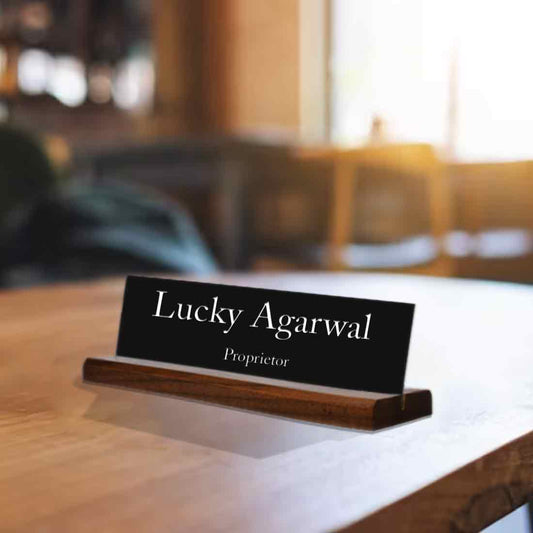 Personalized Table Name Plate Wooden for Office Desk - Add Your Name