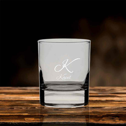 Stylish Customized Whiskey Glass - Gift For Him Husband Boyfriend - Initials Design