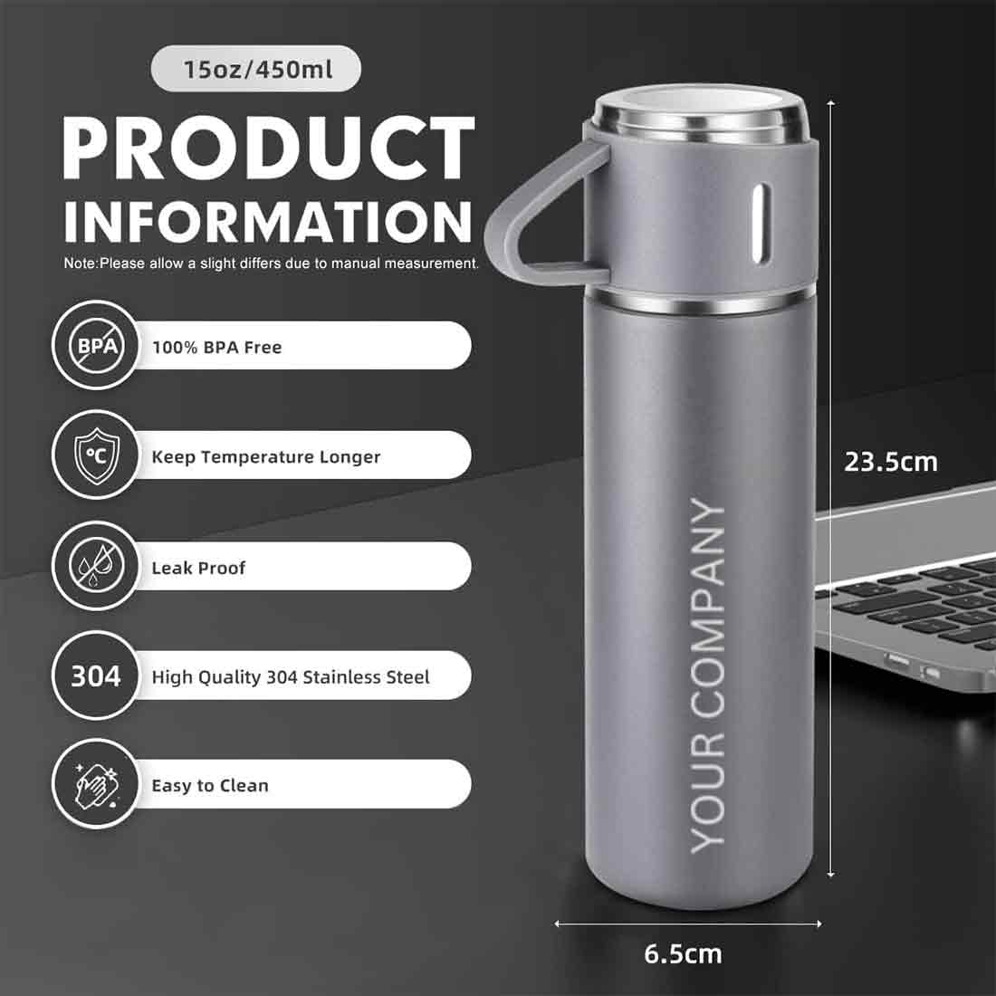 Coffee Thermos with Temperature Display, 450ml Keep Warm and Cold for 18  Hours Travel for Men and Women 