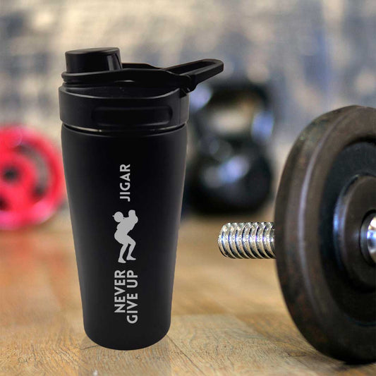 Customised Weight Gainer Shaker Bottle Stainless Steel Protein Mixer with Whisk Ball