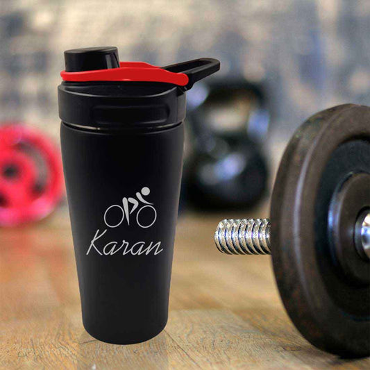 Personalized Protein Steel Shaker for Gym Workout Custom Shake Mixer with Whisk Ball