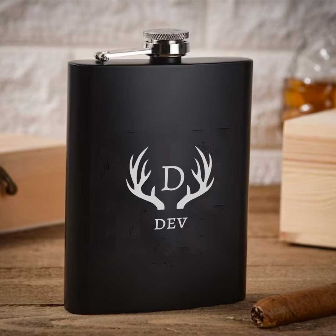Personalized Whiskey Flask With Funnel And 4 Shot Glasses