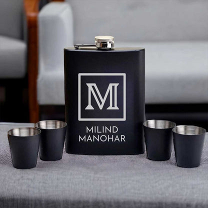 Personalised Hip Flask With Engraving for Men Stainless Steel Drinking Flasks - Monogram