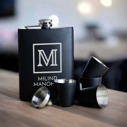 Personalised Hip Flask With Engraving for Men Stainless Steel Drinking Flasks - Monogram