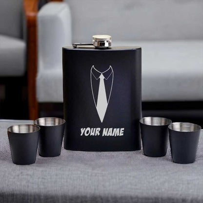 Custom Engraved whiskey Flask for Men Birthday Gifts for Him  -Suit Up