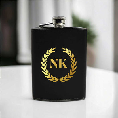 PU Leather Hip Flask With Name