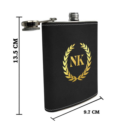 PU Leather Hip Flask With Name