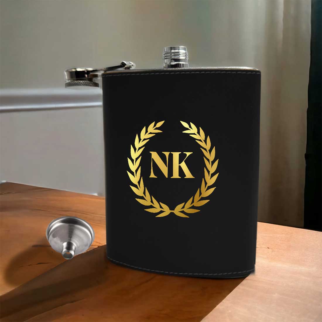 PU Leather Hip Flask With Name