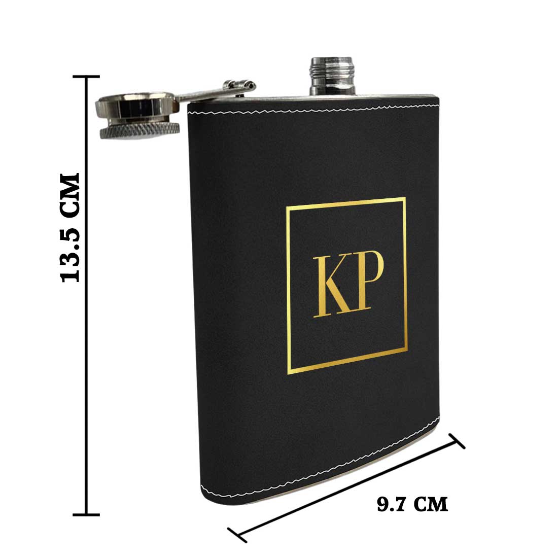 Personalized PU Leather Hip Flask Stylish Alcohol Flasks - Monogram Square