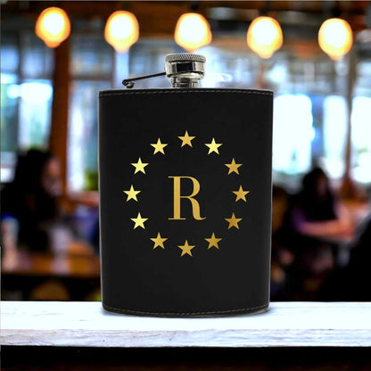 PU Leather Hip Flask With Name 8OZ Personalized Stylish Gifts For Men's