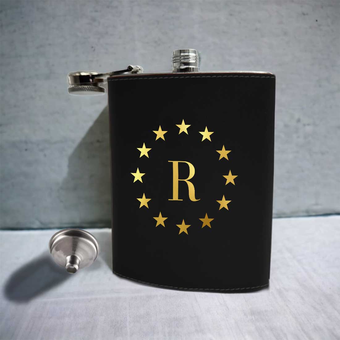 PU Leather Hip Flask With Name 8OZ Personalized Stylish Gifts For Men's