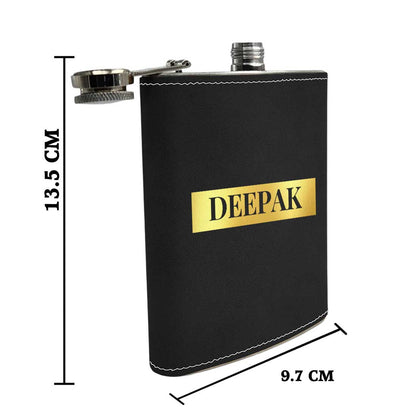 Customized Hip Flask With Name Black Leather Alcohol Flasks