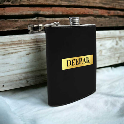 Customized Hip Flask With Name Black Leather Alcohol Flasks