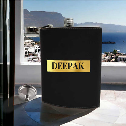 Customized Hip Flask With Name Black Leather Alcohol Flasks