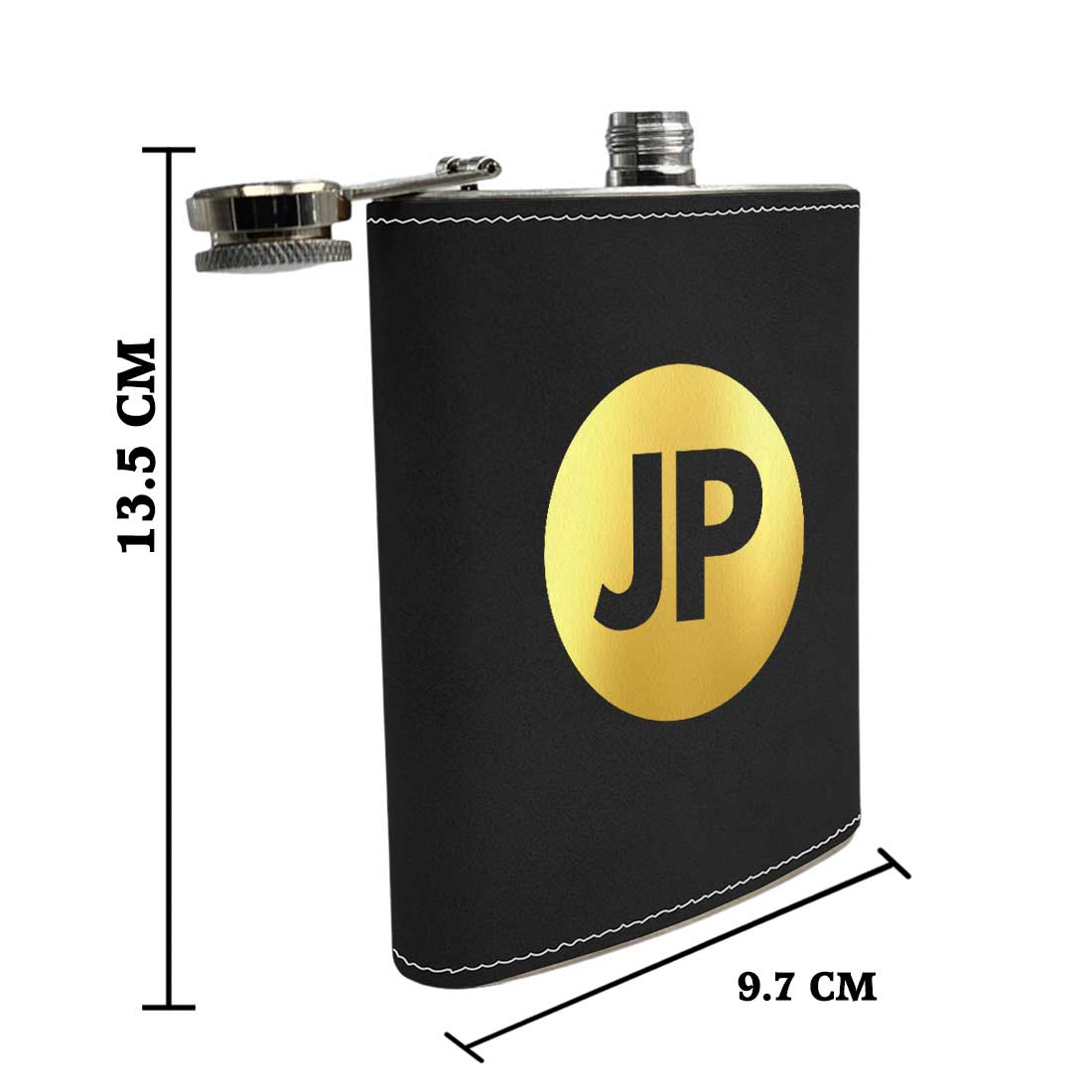 Black PU Leather Hip Flask With Name Personalized Gifts For Men