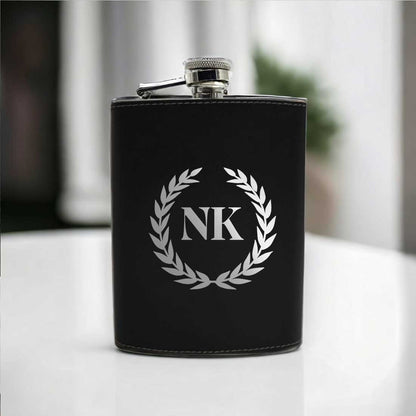 PU Leather Hip Flask With Name