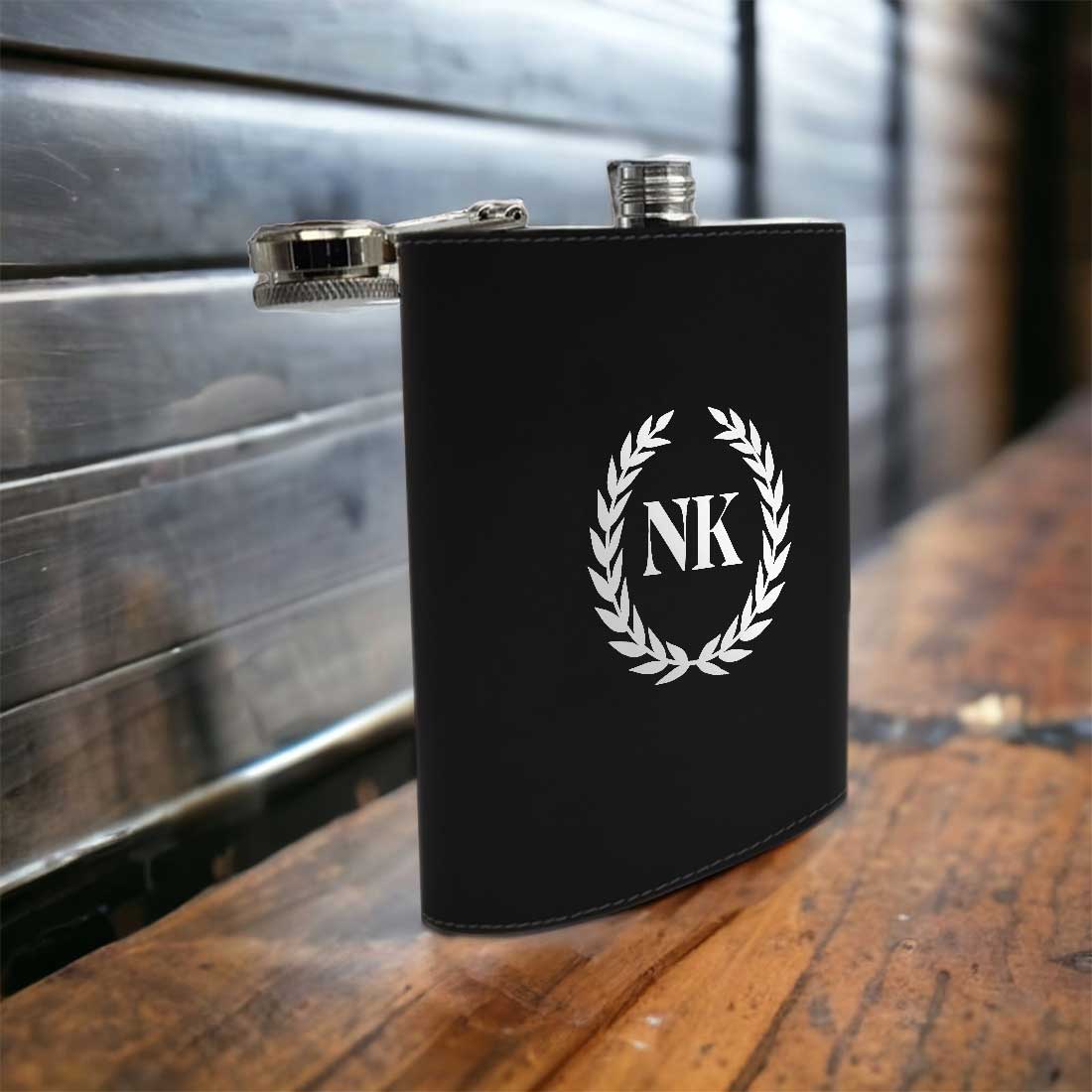 PU Leather Hip Flask With Name