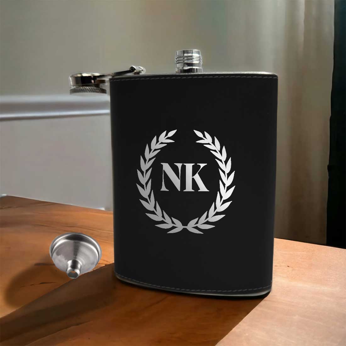 PU Leather Hip Flask With Name