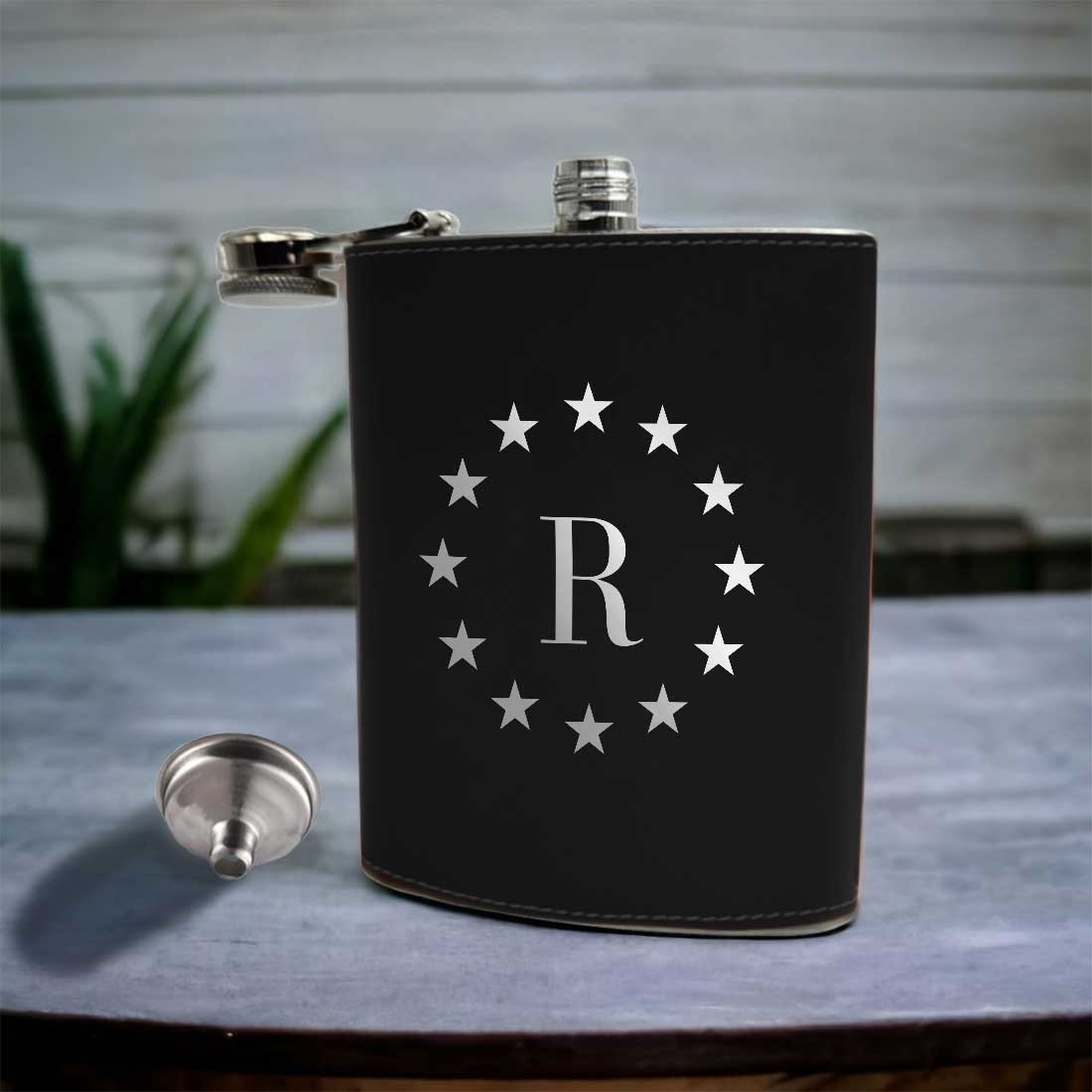PU Leather Hip Flask With Name 8OZ Personalized Stylish Gifts For Men's