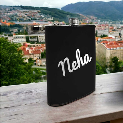 Personalised Hip Flask Leather Whiskey Flasks With Name