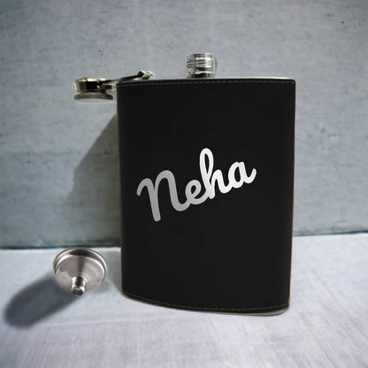 Personalised Hip Flask Leather Whiskey Flasks With Name