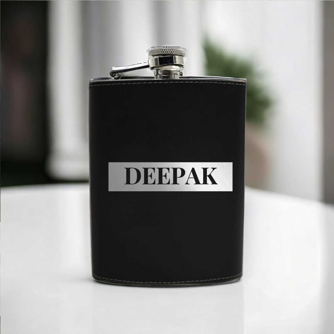 Customized Hip Flask With Name Black Leather Alcohol Flasks