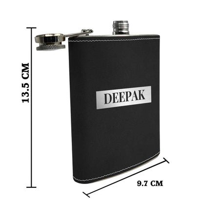 Customized Hip Flask With Name Black Leather Alcohol Flasks