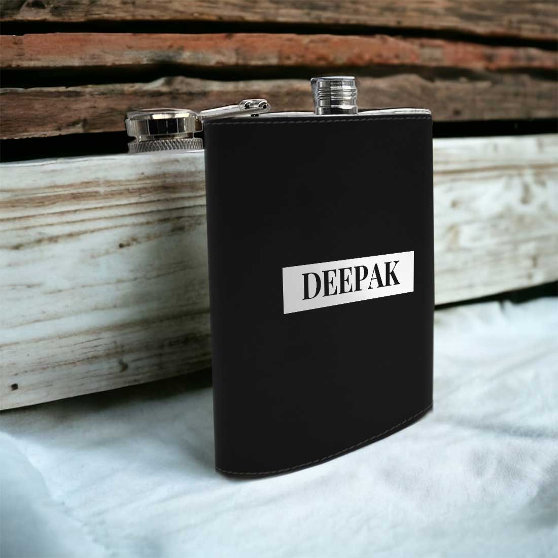 Customized Hip Flask With Name Black Leather Alcohol Flasks