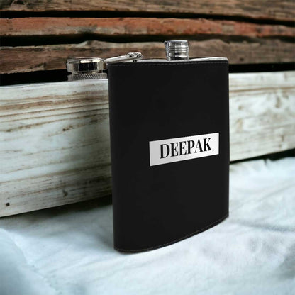 Customized Hip Flask With Name Black Leather Alcohol Flasks