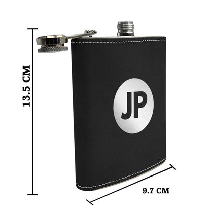 Black PU Leather Hip Flask With Name Personalized Gifts For Men