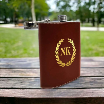 PU Leather Hip Flask With Name