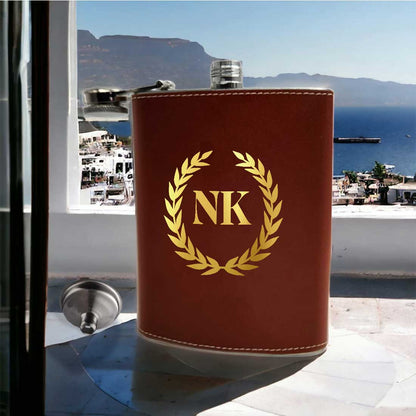 PU Leather Hip Flask With Name