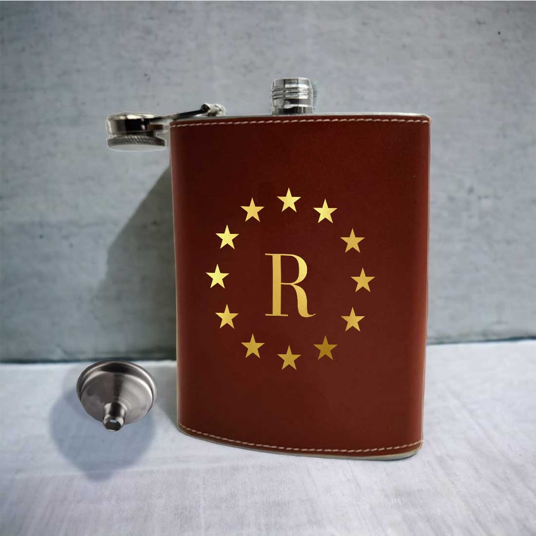 PU Leather Hip Flask With Name 8OZ Personalized Stylish Gifts For Men's