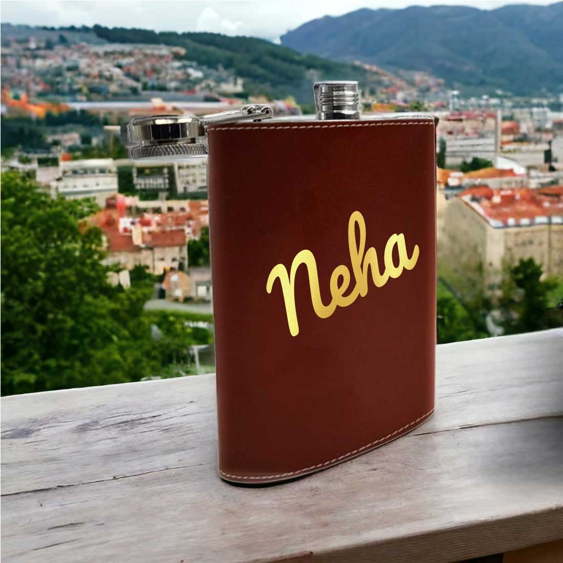 Personalised Hip Flask Leather Whiskey Flasks With Name