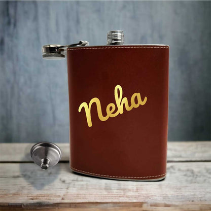 Personalised Hip Flask Leather Whiskey Flasks With Name