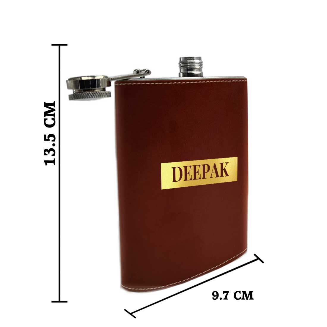 Brown Customized Hip Flask With Name Leather Alcohol Flasks For Men