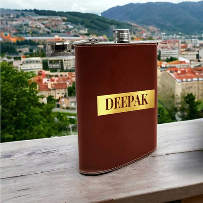 Brown Customized Hip Flask With Name Leather Alcohol Flasks For Men