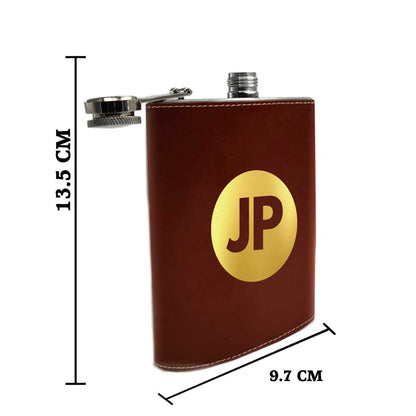 Brown PU Leather Hip Flask With Name Personalized Gifts For Men