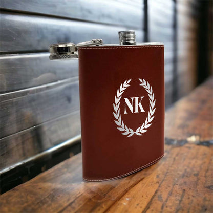 PU Leather Hip Flask With Name