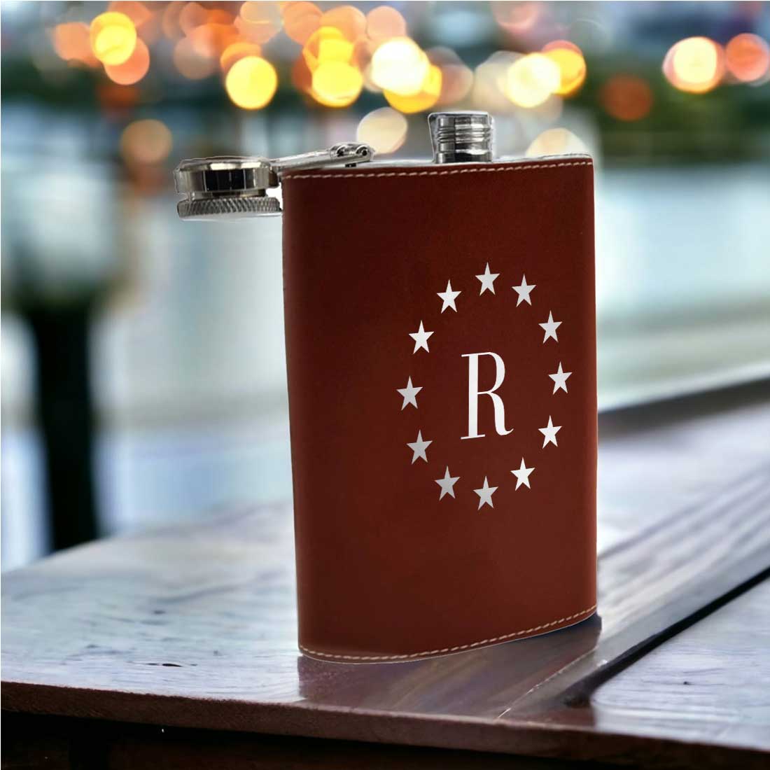 PU Leather Hip Flask With Name 8OZ Personalized Stylish Gifts For Men's