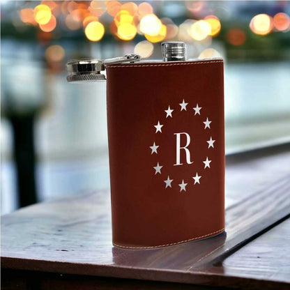 PU Leather Hip Flask With Name 8OZ Personalized Stylish Gifts For Men's