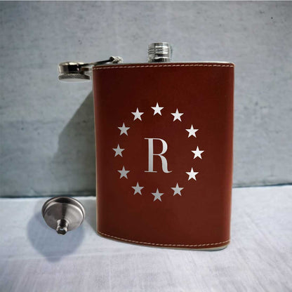 PU Leather Hip Flask With Name 8OZ Personalized Stylish Gifts For Men's