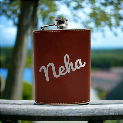 Personalised Hip Flask Leather Whiskey Flasks With Name