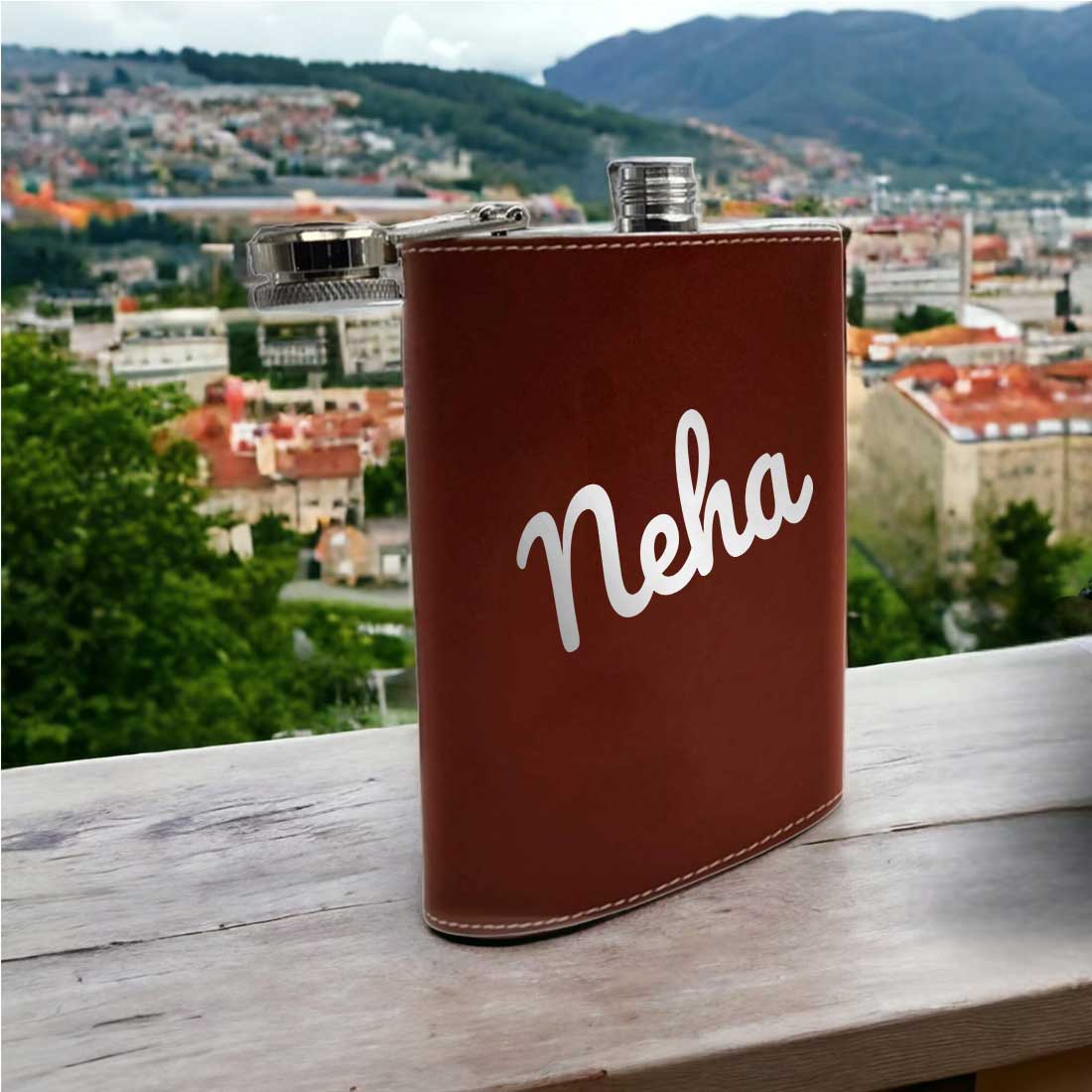 Personalised Hip Flask Leather Whiskey Flasks With Name