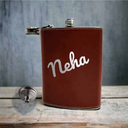 Personalised Hip Flask Leather Whiskey Flasks With Name